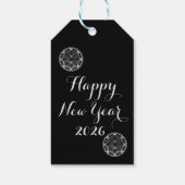 Black and white floral mandala happy new year cadeaulabel (Achterkant)