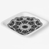 Black and white floral mandala square papieren bordje (Gebogen)