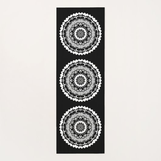 Black And White Floral Mandala Yoga Mat (Achterkant)