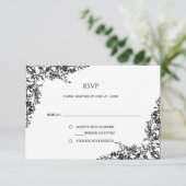 Black and White Floral Minimalist RSVP | (Staand voorkant)