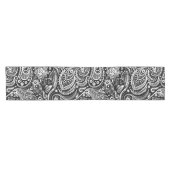 Black and White Floral Paisley Pattern Korte Tafelloper (Horizontaal)