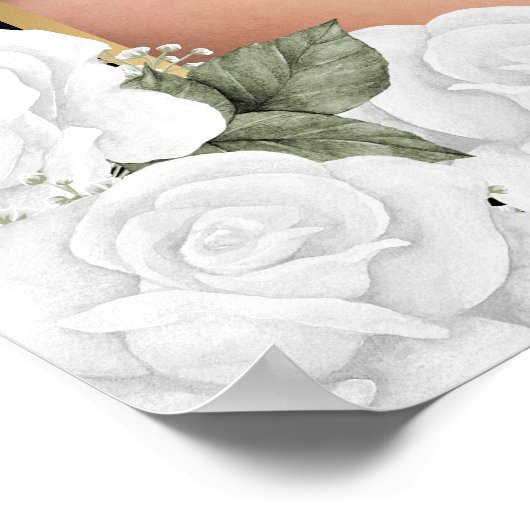 Black and White Floral Photo Memorial Funeral Sign Poster (Hoek)