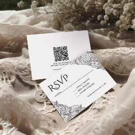 Black and White Floral  RSVP Kaartje