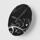 Black and White Floral Wall Clocks Ronde Klok (Hoek)