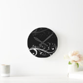 Black and White Floral Wall Clocks Ronde Klok (Huis)