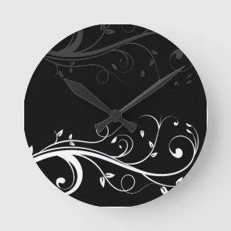 Black and White Floral Wall Clocks Ronde Klok