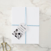 Black and White Floral Wedding Cadeaulabel (Met Touw)