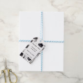 Black and White Floral Wedding Cadeaulabel (Met Touw)