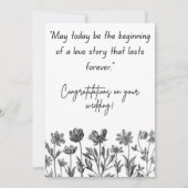  Black and White Floral Wedding celebrating Feestdagenkaart (Voorkant)