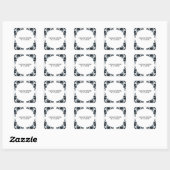Black and White Floral Wedding Envelope Seal Vierkante Sticker (Vel)