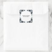Black and White Floral Wedding Envelope Seal Vierkante Sticker (Tas)
