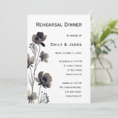 Black and White Floral Wedding Kaart (Staand voorkant)