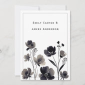 Black and White Floral Wedding Kaart (Voorkant)
