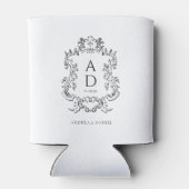Black and White Floral Wedding Monogram  Blikjeskoeler (Achterkant)