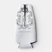 Black and White Floral Wedding Monogram  Flesjeskoeler (Achterkant)