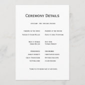 Black and White Floral Wedding Programmakaart (Achterkant)