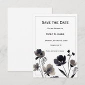 Black and White Floral Wedding Save The Date (Voorkant / Achterkant)