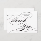 Black and White Flourish Weddenschap Hartelijk dan Bedankkaart (Voorkant / Achterkant)