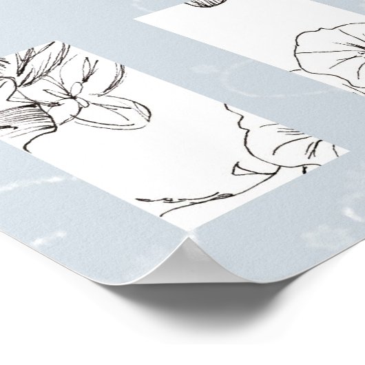 Black and White Flower Art Drawing Collage Gray Poster (Hoek)