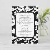 Black and White Flower Vow Renewal Wedding Kaart (Staand voorkant)