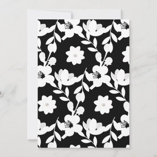 Black and White Flower Vow Renewal Wedding Kaart (Achterkant)