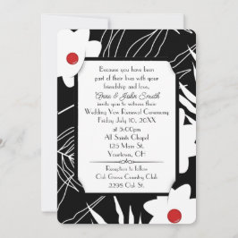 Black and White Flower Vow Renewal Wedding Kaart