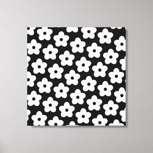 Black and White Flower Y2K Pattern Canvas Afdruk (Voorkant)