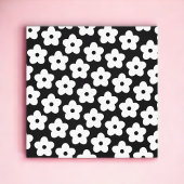 Black and White Flower Y2K Pattern Canvas Afdruk