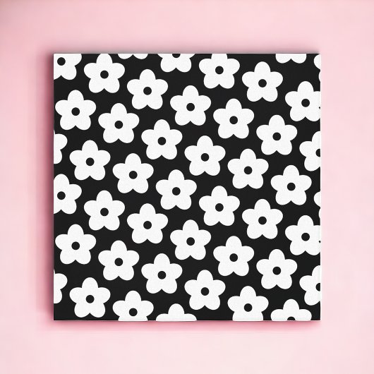 Black and White Flower Y2K Pattern Canvas Afdruk