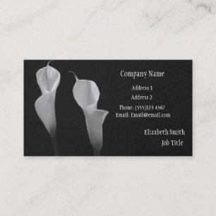 Black and White Flowers Business Card Visitekaartje