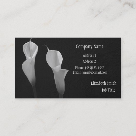 Black and White Flowers Business Card Visitekaartje (Voorkant)