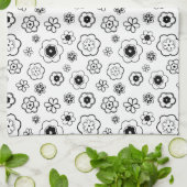 Black and White Flowers Kitchen Towel Theedoek (Gevouwen)