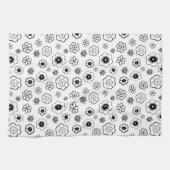 Black and White Flowers Kitchen Towel Theedoek (Horizontaal)