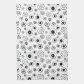Black and White Flowers Kitchen Towel Theedoek (Verticaal)