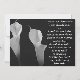 Black and White Flowers Wedding Kaart