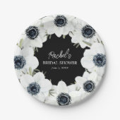Black and White Flowers Wedding Papieren Bordje (Voorkant)