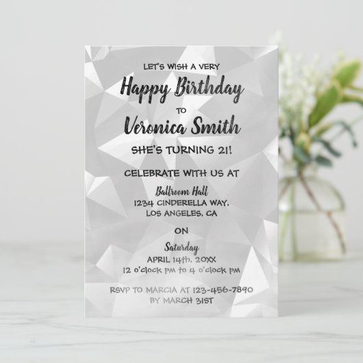 Black and White Foggy verjaardagsuitnodiging Kaart (Staand voorkant)