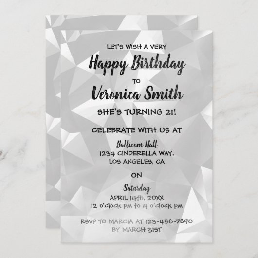 Black and White Foggy verjaardagsuitnodiging Kaart (Voorkant / Achterkant)