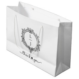 black and white foliage Crest wedding invitation Groot Cadeauzakje