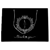 black and white foliage Crest wedding invitation Groot Cadeauzakje (Voorkant)