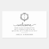 black and white foliage Crest wedding invitation Rechthoekige Sticker (Voorkant)