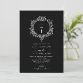 black and white foliage Crest wedding invitation Save The Date (Staand voorkant)