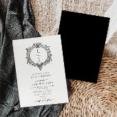 black and white foliage Crest wedding invitation Save The Date