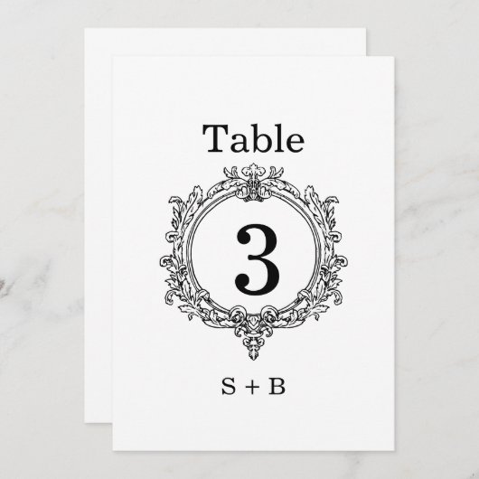 black and white foliage Crest wedding Kaart (Voorkant / Achterkant)