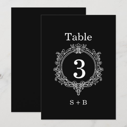 black and white foliage Crest wedding Kaart (Voorkant / Achterkant)