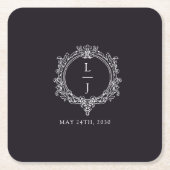 black and white foliage Crest wedding Kartonnen Onderzetters (Voorkant)