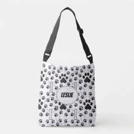 Black and white Footprint pet Crossbody Tas