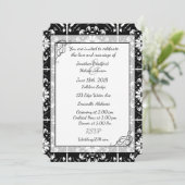 Black and White Fractal Mandala Wedding Invitation Kaart (Staand voorkant)