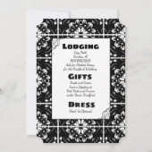 Black and White Fractal Mandala Wedding Invitation Kaart (Achterkant)