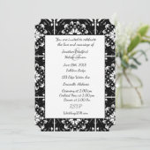 Black and White Fractal Mandala Wedding Invitation Kaart (Staand voorkant)